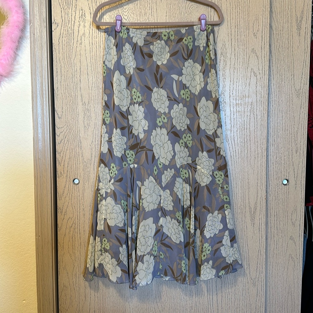 PALE BLUE FLORAL MAXI SKIRT